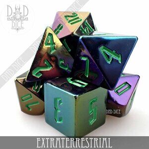 DND Dice Set -‎ Extraterrestrial - 7 Resin Dice - Fantasy RPG Tabletop Gaming